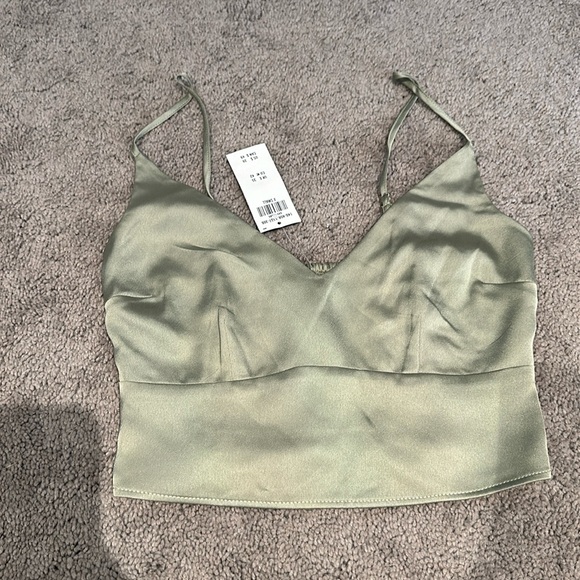 Abercrombie & Fitch Tops - Abercrombie and Fitch Olive Satin Tank Top